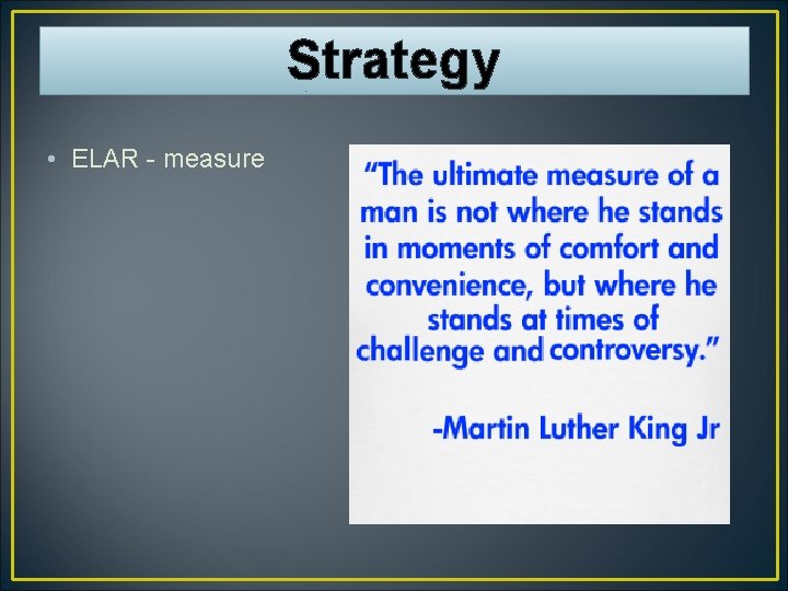 Strategy • ELAR - measure 