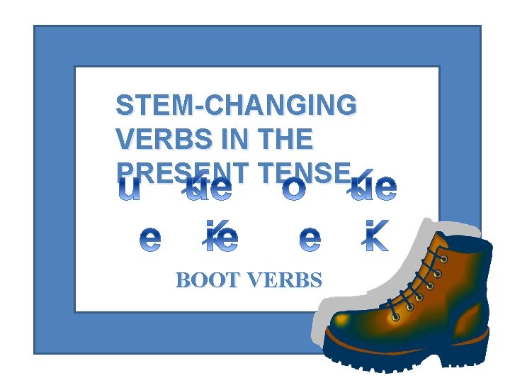 STEM-CHANGING VERBS IN THE PRESENT TENSE BOOT VERBS 