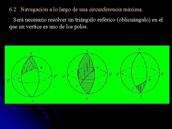 6. 2 Navegación a lo largo de una circunferencia máxima. Será necesario resolver un