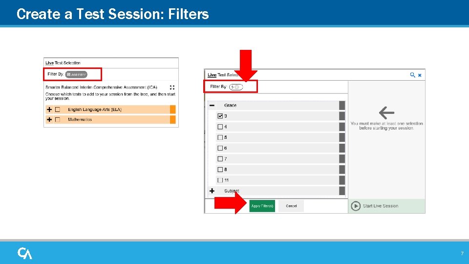 Create a Test Session: Filters 7 