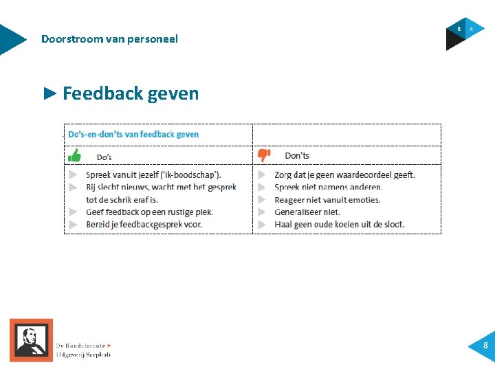 Doorstroom van personeel ► Feedback geven 8 