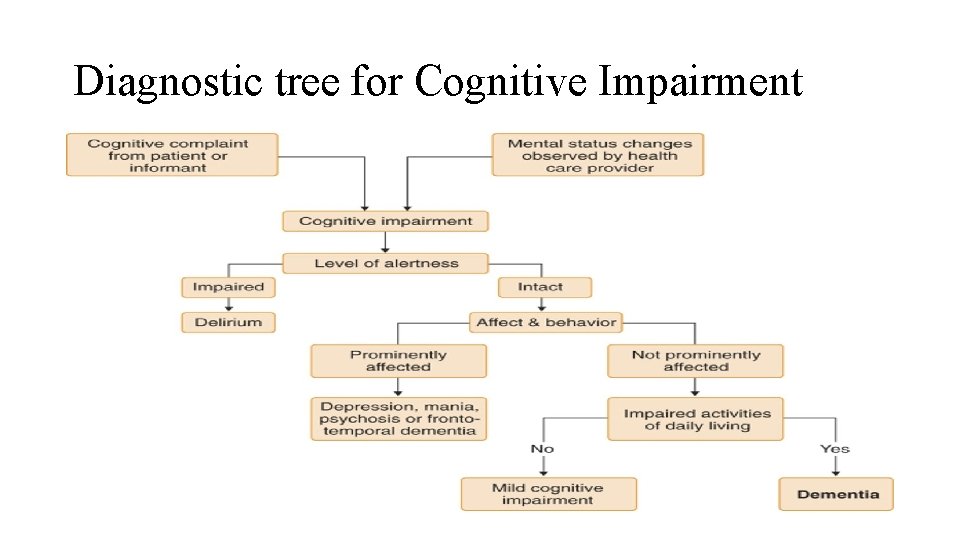 Diagnostic tree for Cognitive Impairment 