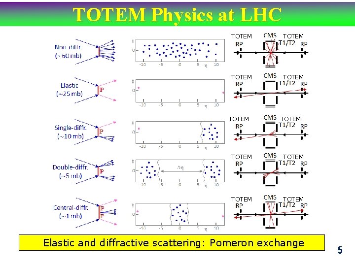 TOTEM Physics at LHC TOTEM TOTEM TOTEM Elastic and diffractive scattering: Pomeron exchange 5