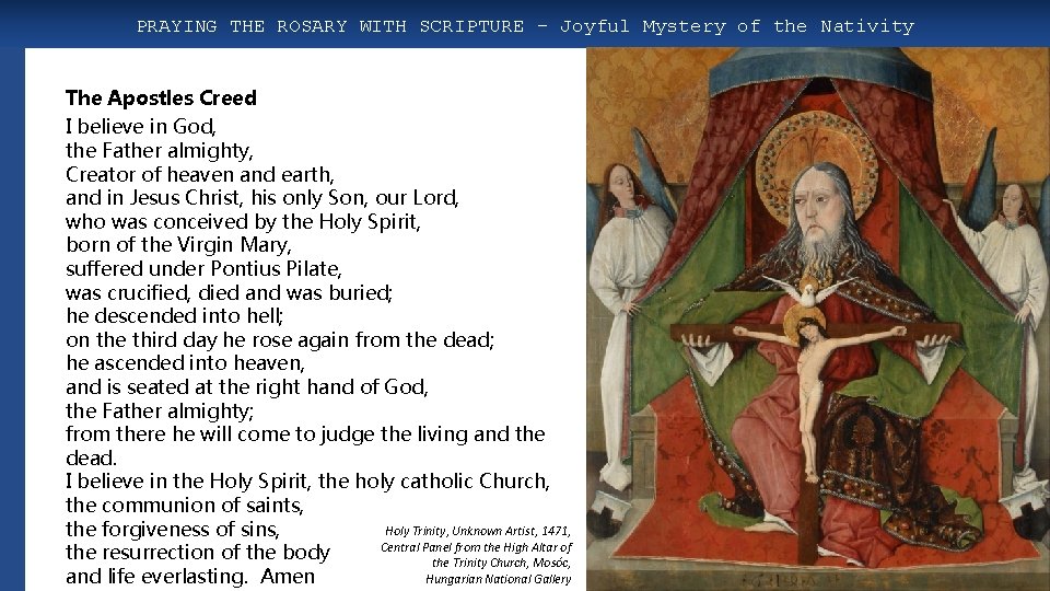 PRAYING THE ROSARY WITH SCRIPTURE – Joyful Mystery of the Nativity The Apostles Creed