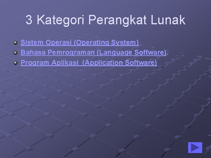 3 Kategori Perangkat Lunak Sistem Operasi (Operating System) Bahasa Pemrograman (Language Software). Program Aplikasi