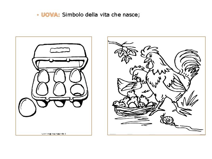  • UOVA: Simbolo della vita che nasce; 