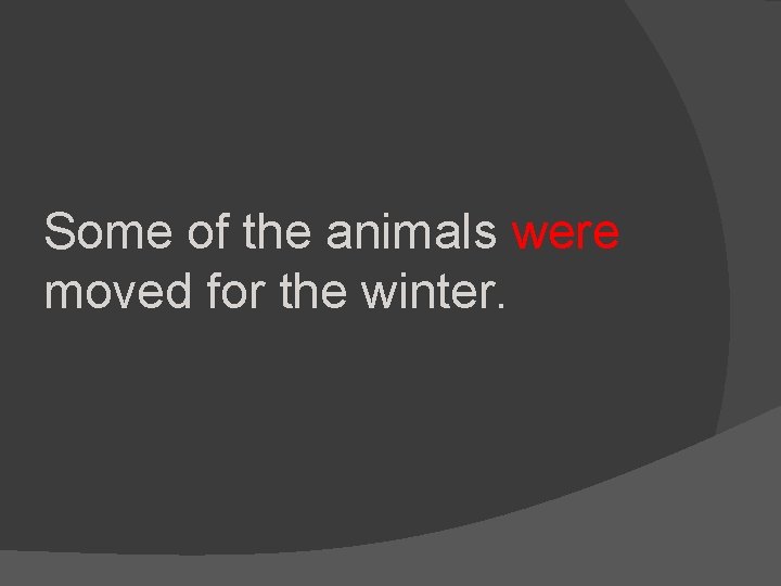 Some of the animals were moved for the winter. 