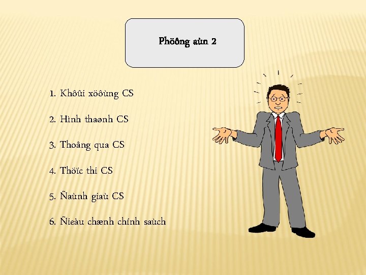 Phöông aùn 2 1. Khôûi xöôùng CS 2. Hình thaønh CS 3. Thoâng qua