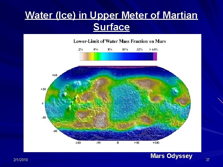 Water (Ice) in Upper Meter of Martian Surface 2/1/2010 Mars Odyssey 37 