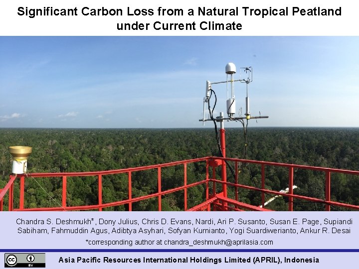 Significant Carbon Loss from a Natural Tropical Peatland under Current Climate Chandra S. Deshmukh*,