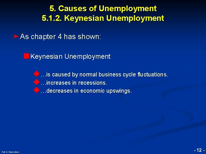 5. Causes of Unemployment 5. 1. 2. Keynesian Unemployment ➤As chapter 4 has shown: