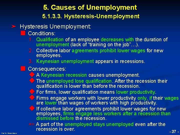 5. Causes of Unemployment 5. 1. 3. 3. Hysteresis-Unemployment ➤ Hysteresis Unemployment: ■ Conditions: