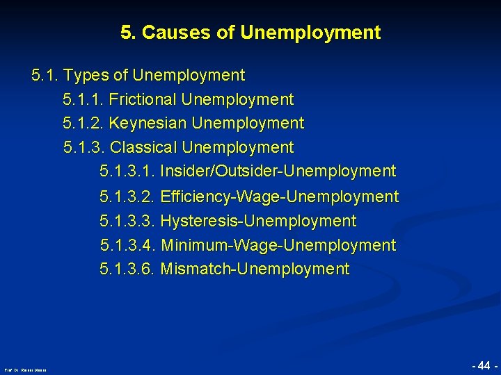 5. Causes of Unemployment © RAINER MAURER, Pforzheim 5. 1. Types of Unemployment 5.