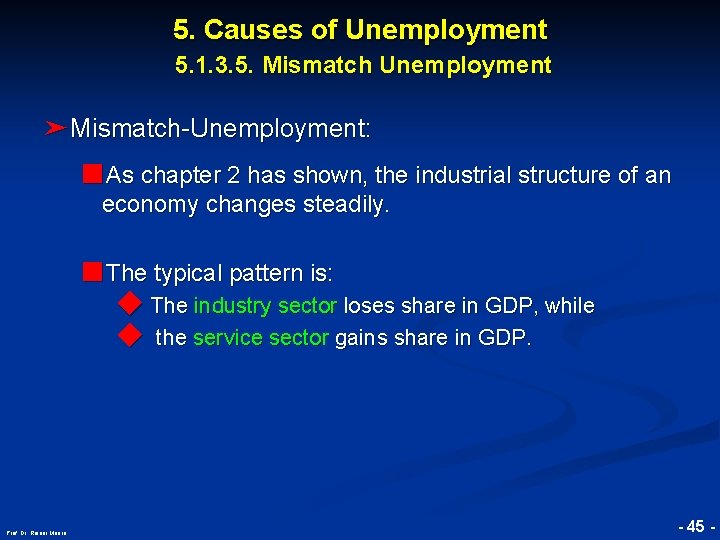 5. Causes of Unemployment 5. 1. 3. 5. Mismatch Unemployment ➤Mismatch-Unemployment: ■As chapter 2