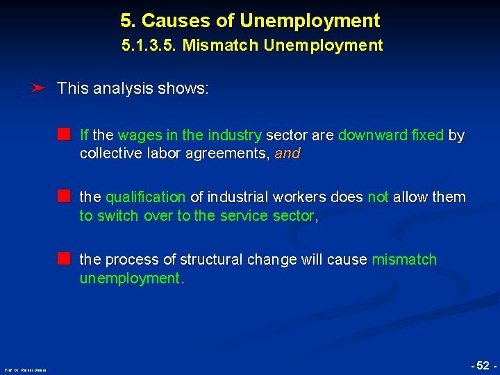 5. Causes of Unemployment 5. 1. 3. 5. Mismatch Unemployment ➤ This analysis shows: