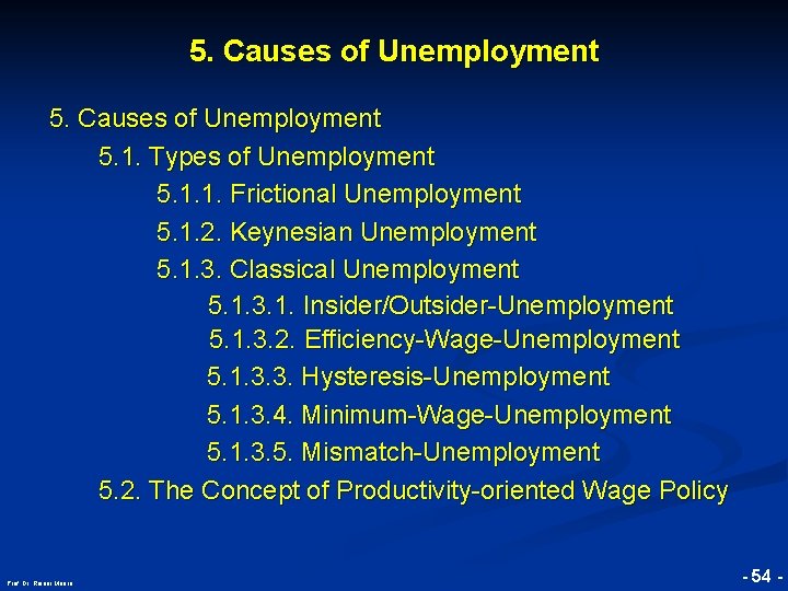 © RAINER MAURER, Pforzheim 5. Causes of Unemployment 5. 1. Types of Unemployment 5.