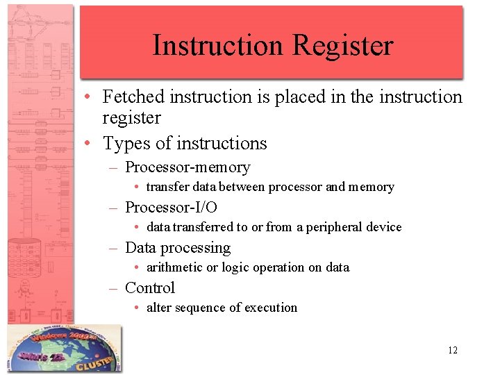 Instruction Register • Fetched instruction is placed in the instruction register • Types of