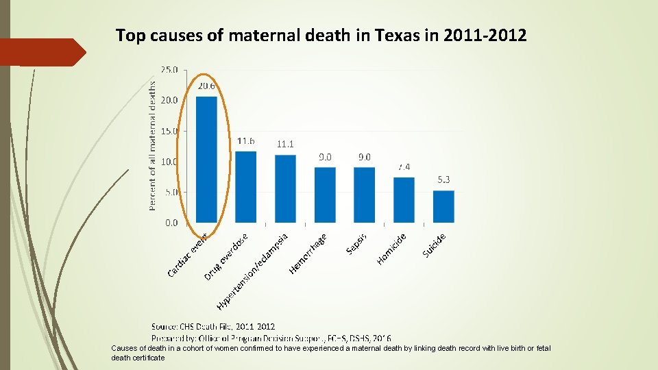 Top causes of maternal death in Texas in 2011 -2012 Causes of death in