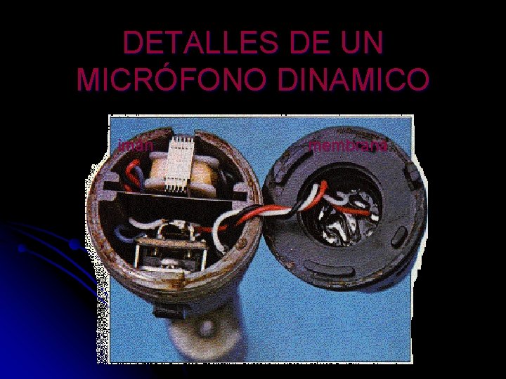 DETALLES DE UN MICRÓFONO DINAMICO imán membrana 