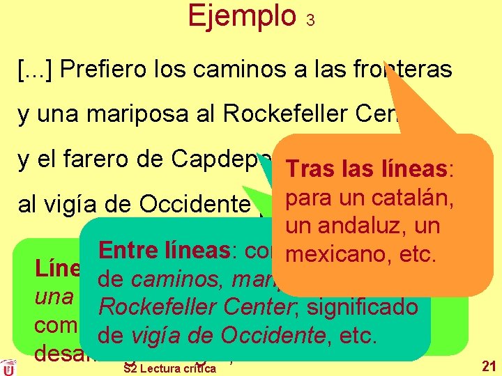 Ejemplo 3 [. . . ] Prefiero los caminos a las fronteras y una