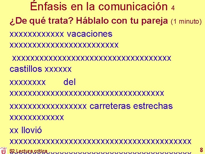 Énfasis en la comunicación 4 ¿De qué trata? Háblalo con tu pareja (1 minuto)