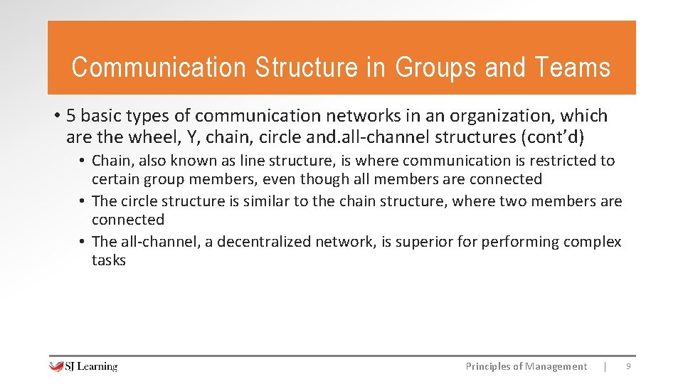 Communication Structure in Groups and Teams • 5 basic types of communication networks in