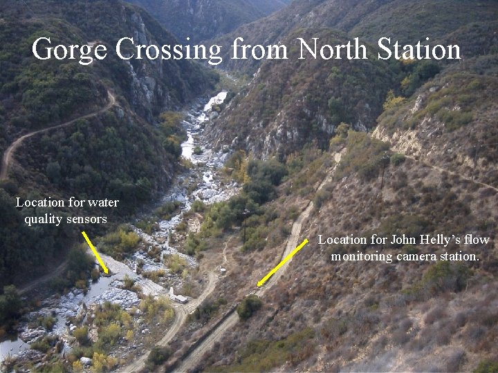 Gorge Crossing from North Station Location for water quality sensors Location for John Helly’s