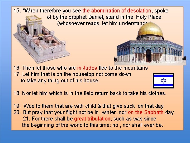 15. “When therefore you see the abomination of desolation, spoke of by the prophet
