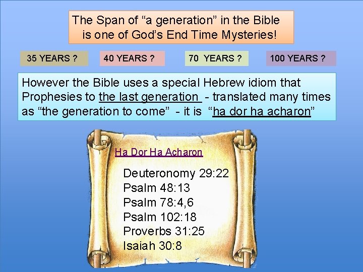 The Span of “a generation” in the Bible is one of God’s End Time