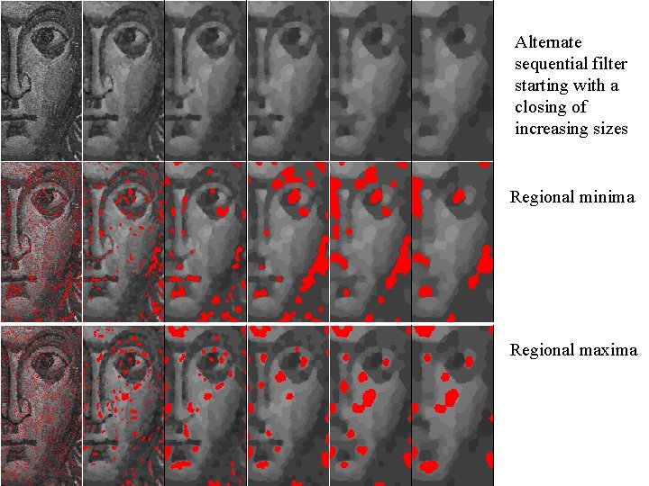 Alternate sequential filter starting with a closing of increasing sizes Regional minima Regional maxima