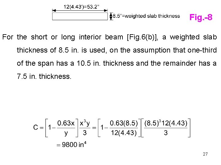 Fig. -8 For the short or long interior beam [Fig. 6(b)], a weighted slab