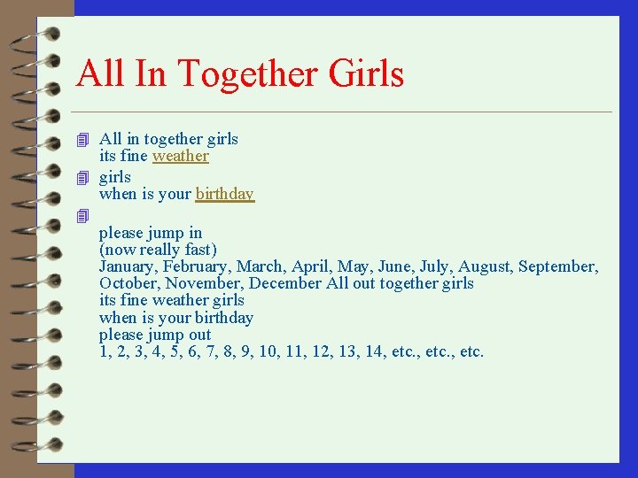 All In Together Girls 4 All in together girls its fine weather 4 girls