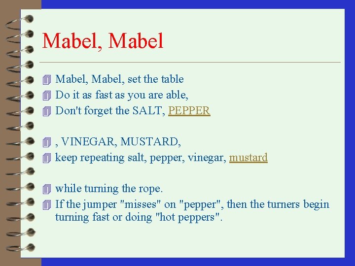 Mabel, Mabel 4 Mabel, set the table 4 Do it as fast as you
