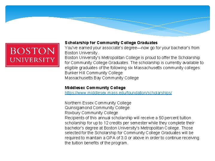 Scholarship for Community College Graduates You’ve earned your associate’s degree—now go for your bachelor’s Scholarship for Community College Graduates You’ve earned your associate’s degree—now go for your bachelor’s