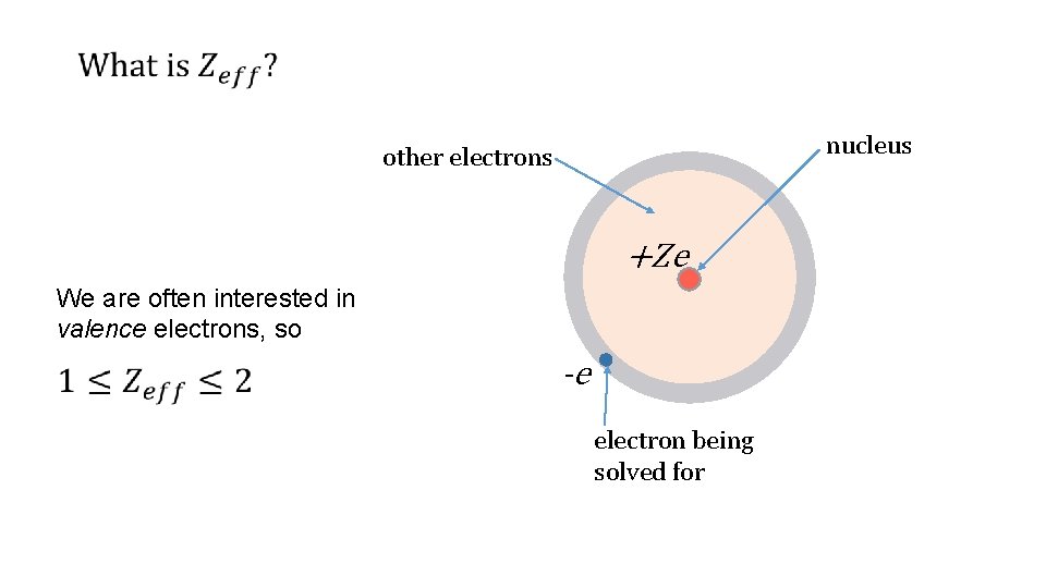  nucleus other electrons +Ze We are often interested in valence electrons, so -e