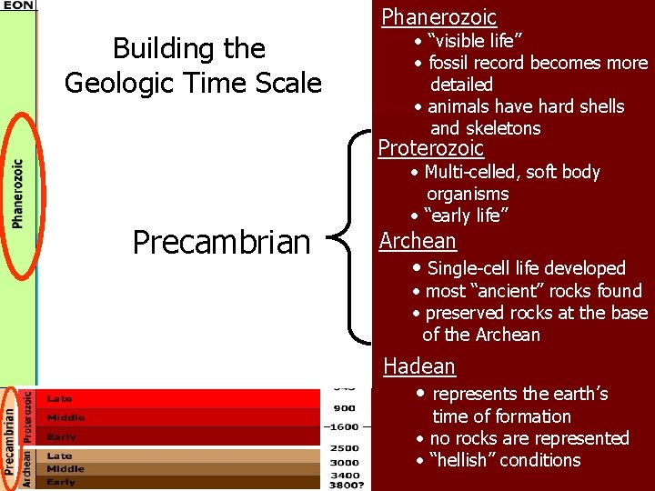 Building the Geologic Time Scale Phanerozoic • “visible life” • fossil record becomes more