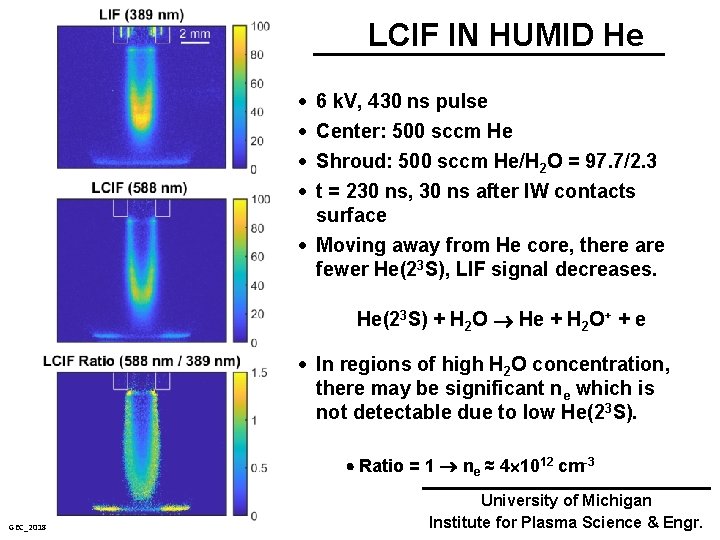 LCIF IN HUMID He 6 k. V, 430 ns pulse Center: 500 sccm He