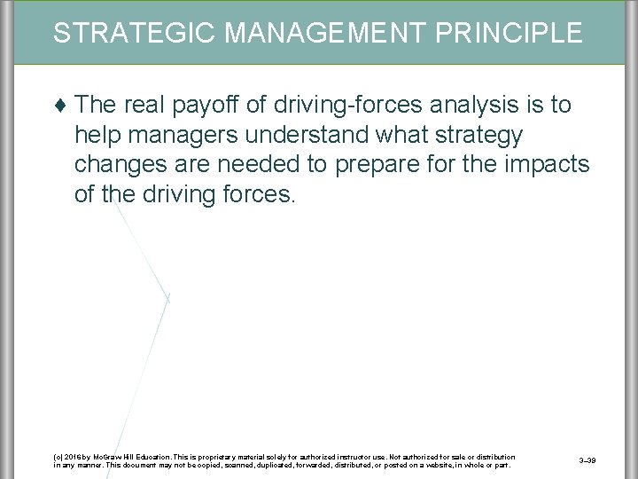 STRATEGIC MANAGEMENT PRINCIPLE ♦ The real payoff of driving-forces analysis is to help managers