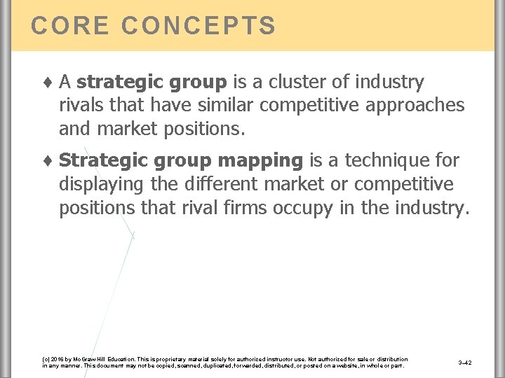 CORE CONCEPTS ♦ A strategic group is a cluster of industry rivals that have