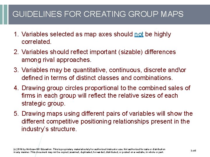 GUIDELINES FOR CREATING GROUP MAPS 1. Variables selected as map axes should not be