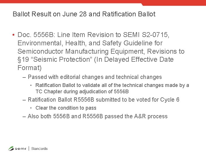 Ballot Result on June 28 and Ratification Ballot • Doc. 5556 B: Line Item