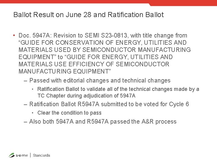 Ballot Result on June 28 and Ratification Ballot • Doc. 5947 A: Revision to