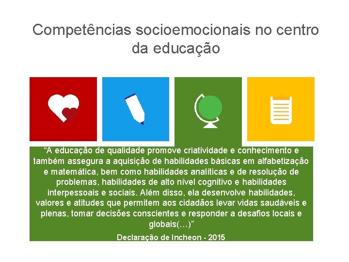 Competências socioemocionais no centro da educação “A educação de qualidade promove criatividade e conhecimento