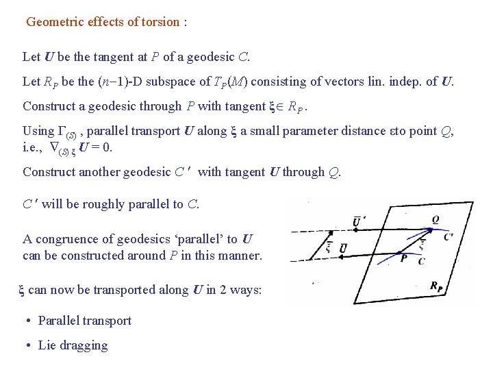 Geometric effects of torsion : Let U be the tangent at P of a