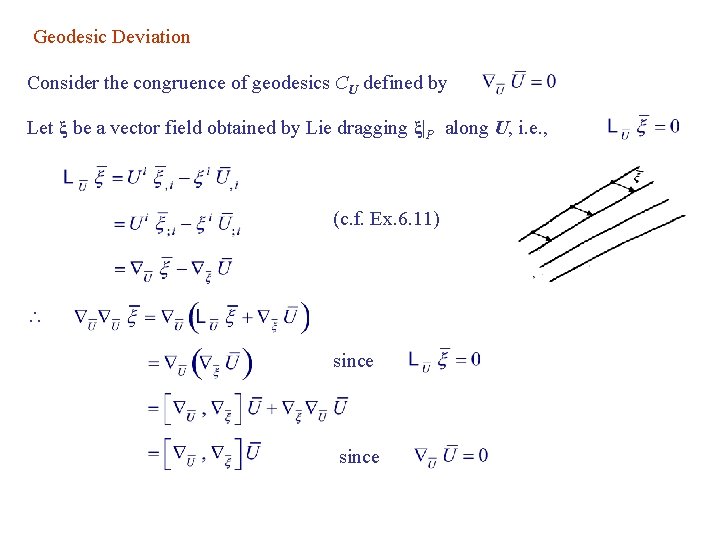 Geodesic Deviation Consider the congruence of geodesics CU defined by Let ξ be a