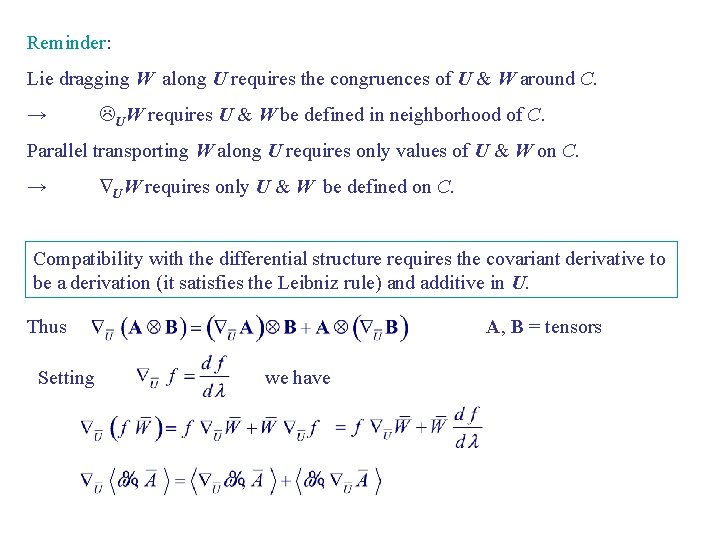 Reminder: Lie dragging W along U requires the congruences of U & W around