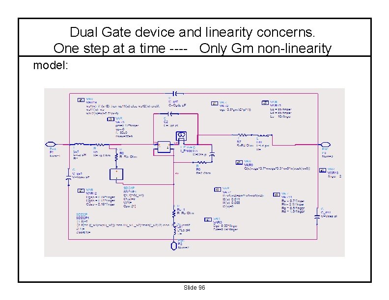 Dual Gate device and linearity concerns. One step at a time ---- Only Gm