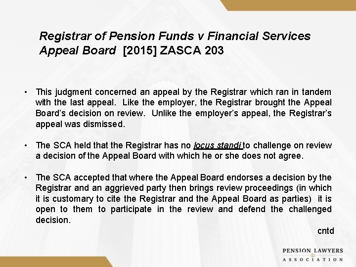 Registrar of Pension Funds v Financial Services Appeal Board [2015] ZASCA 203 • This