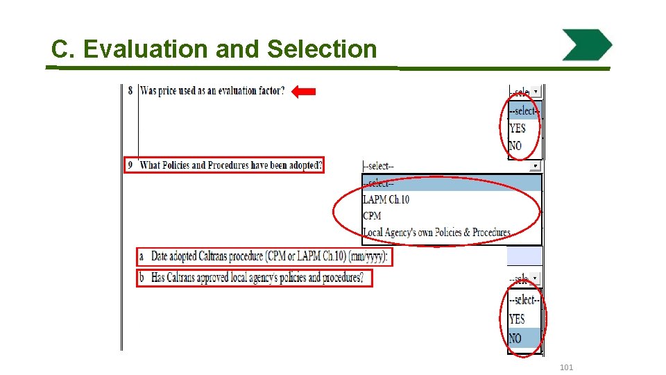 C. Evaluation and Selection 101 