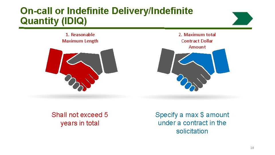 On-call or Indefinite Delivery/Indefinite Quantity (IDIQ) 1. Reasonable Maximum Length Shall not exceed 5